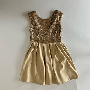 Ya Los Angeles Sequin Gold Cocktail Party Dress, Size L